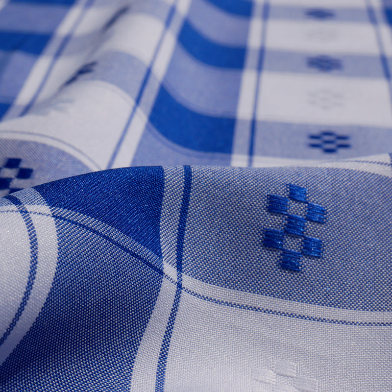 Tecido para toalhas de mesa minimate barato poliester xadrez azul e branco grande