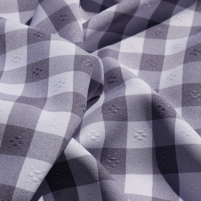 Tecido para toalhas de mesa minimate barato poliester xadrez cinzento e branco