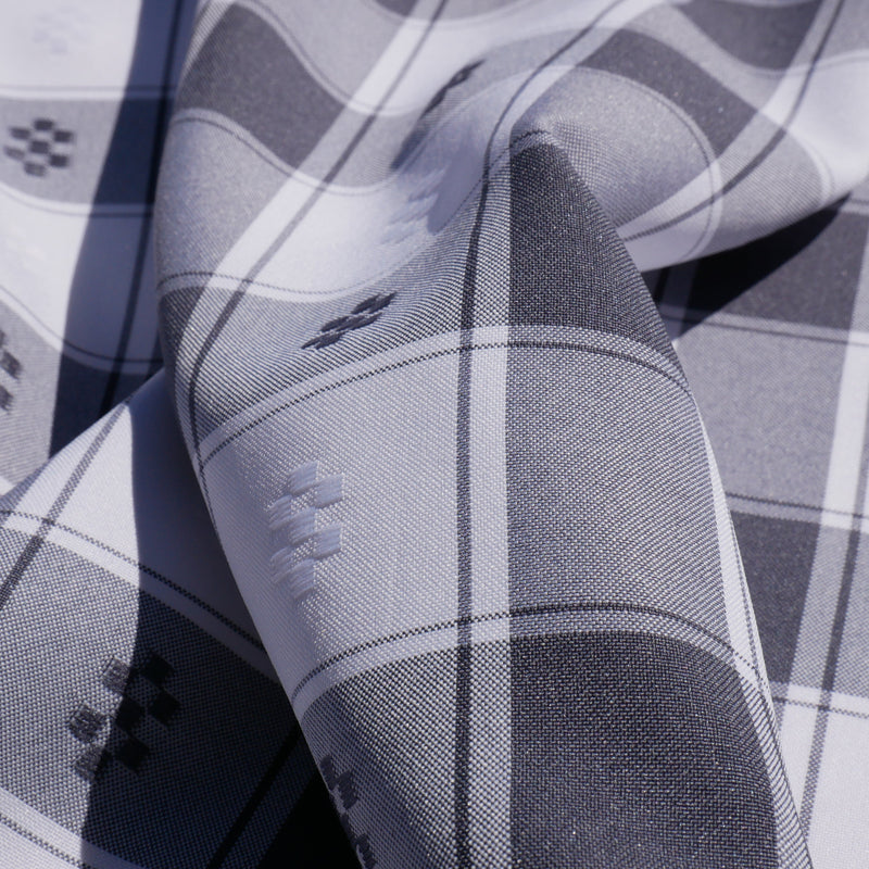 Tecido para toalhas de mesa minimate barato poliester xadrez cinzento e branco grande