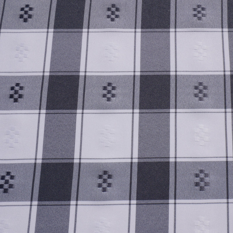 Tecido para toalhas de mesa minimate barato poliester xadrez cinzento e branco grande