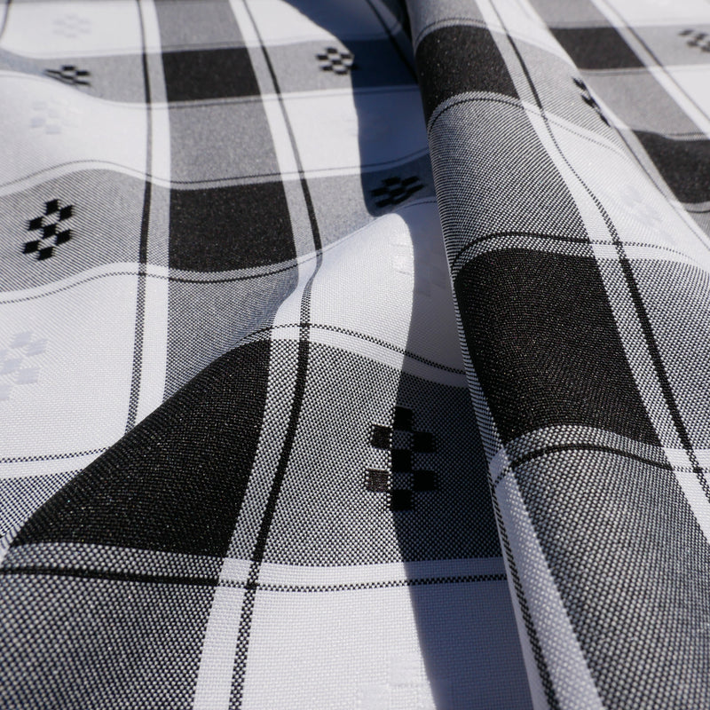 Tecido para toalhas de mesa minimate barato poliester xadrez preto e branco grande