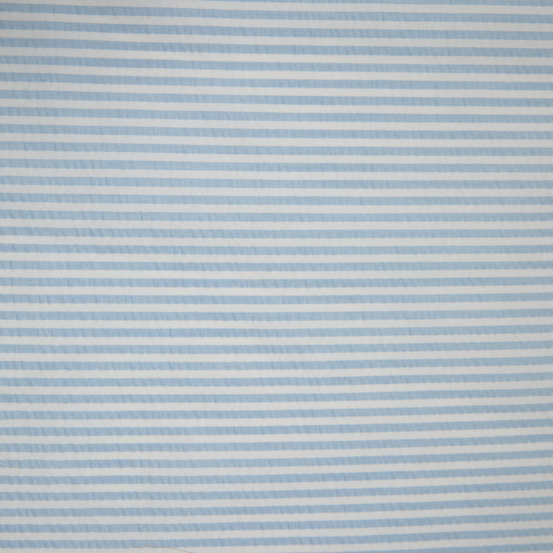 Tecido às Riscas Brancas para Calções de Banho | Azul Bebé - texland