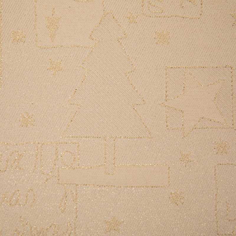 Tecido Jacquard de Natal com Brilho para Toalhas de Mesa - Lurex Dourado | Texland