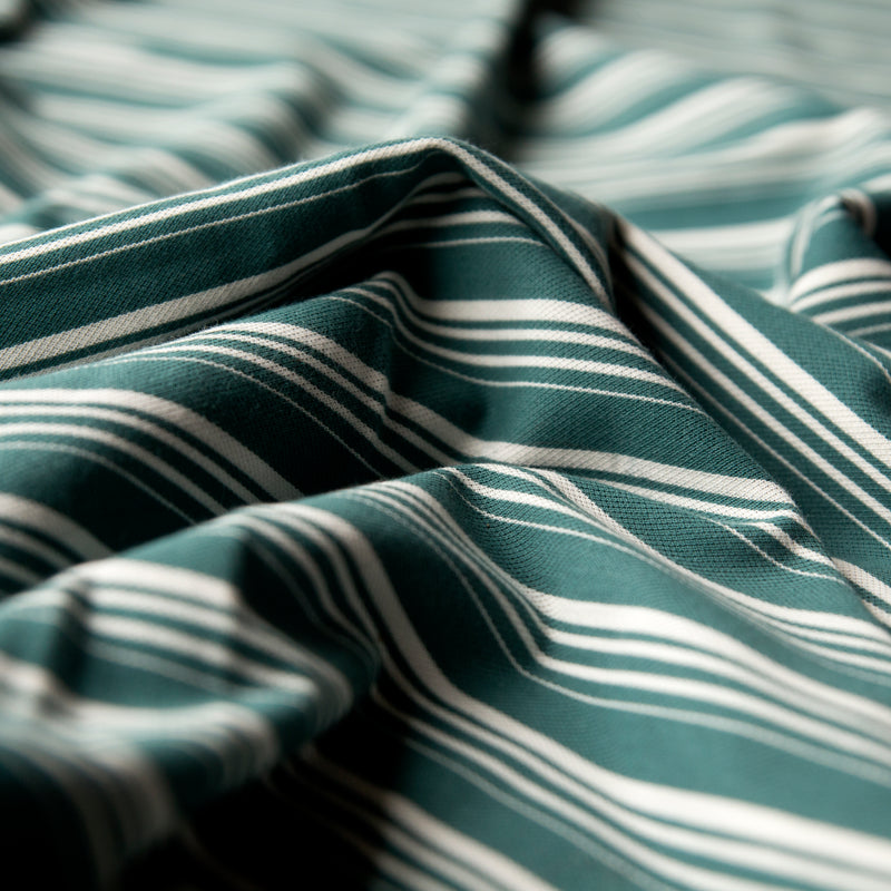 Piquet mesh fabric stripes 202g - green and white